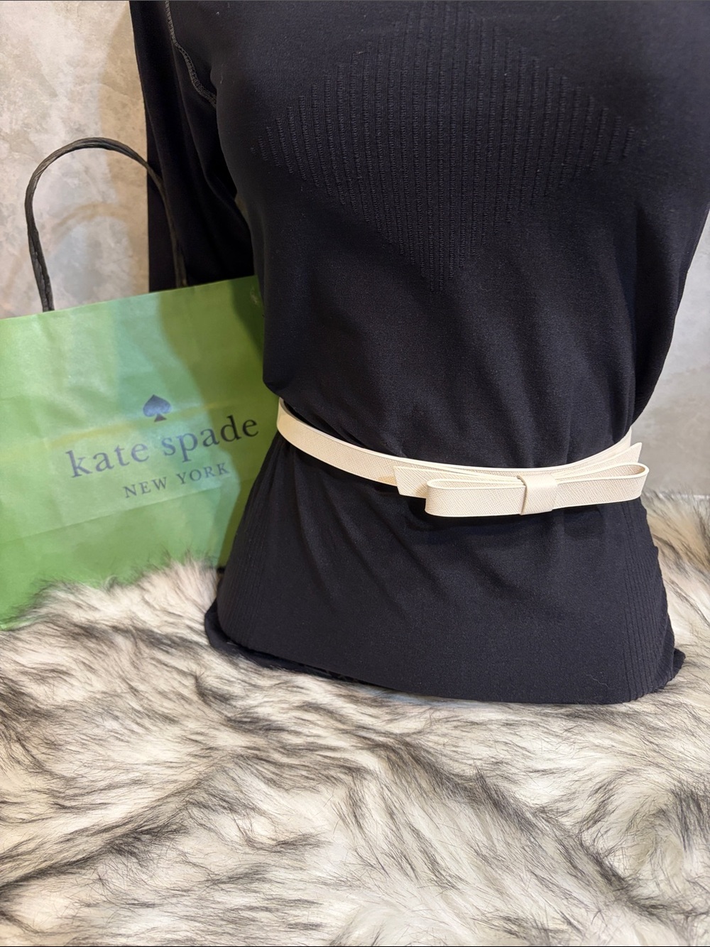 kate spade white bow belt